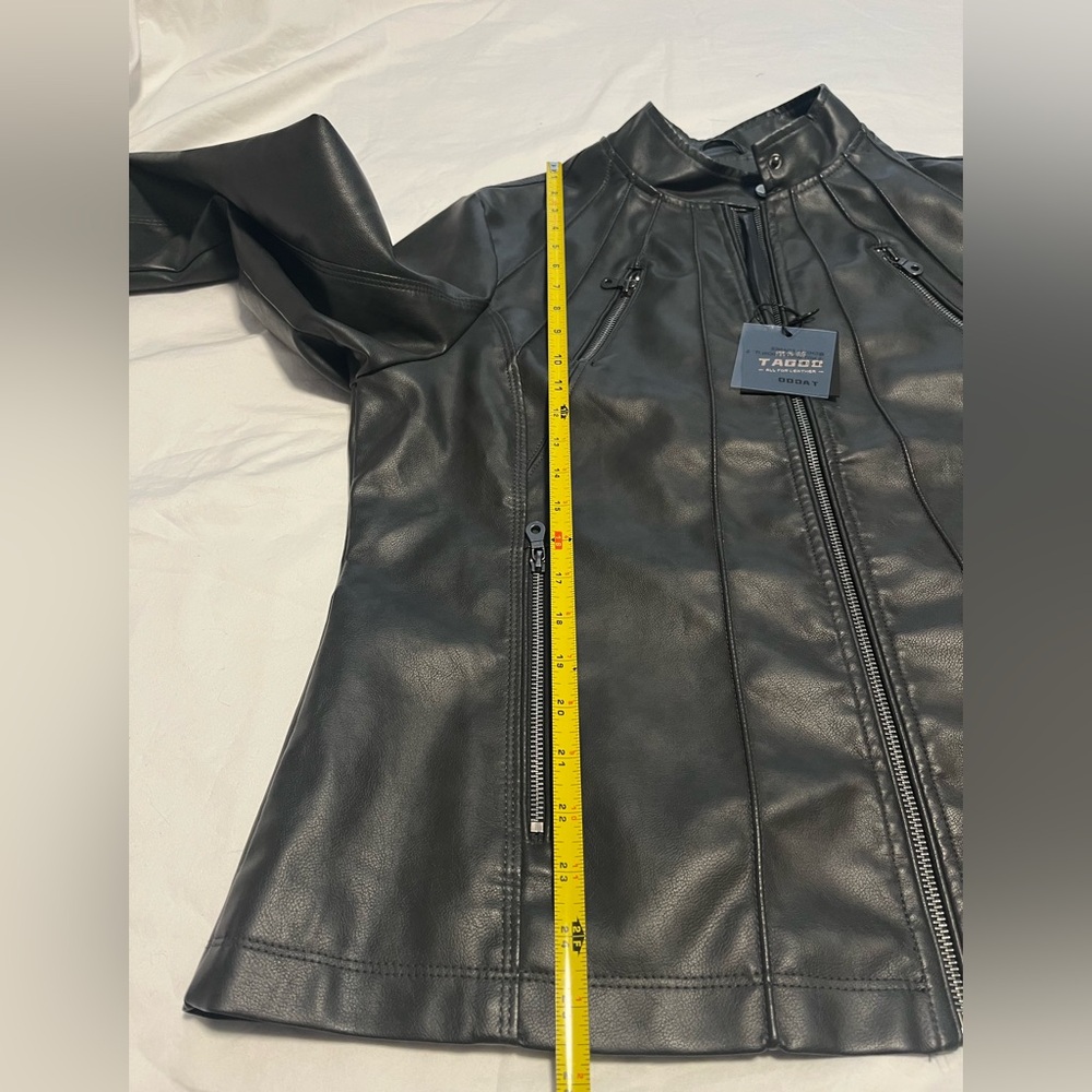 NWT TAGDOO Plus Women’s Faux Leather Dark Grey LS Zipper Moto Jacket XXL - Picture 14 of 16